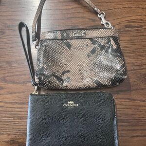 Coach bundle of 2 wristlets  Snakeskin and Black Clutch Set